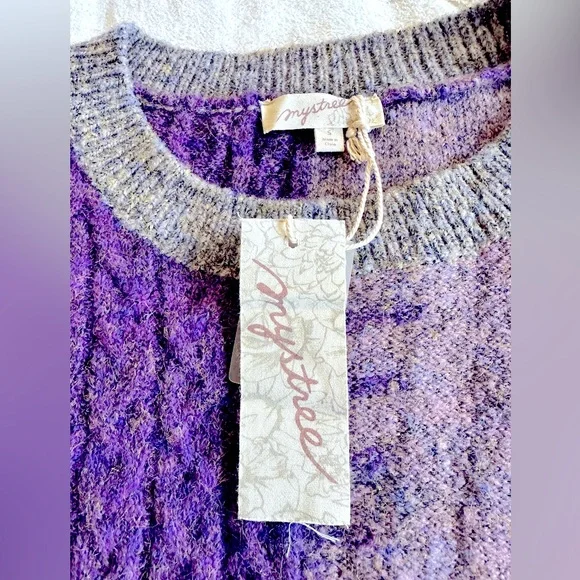 NWT Mystree Purple and Gray Mixed Knit Oversized Sweater - size S - Picture 4 of 7